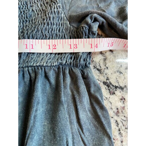 Alterd State Womens Medium Gray Smocked Lace Hem Babydoll Boho Chic Y2K - Picture 5 of 6
